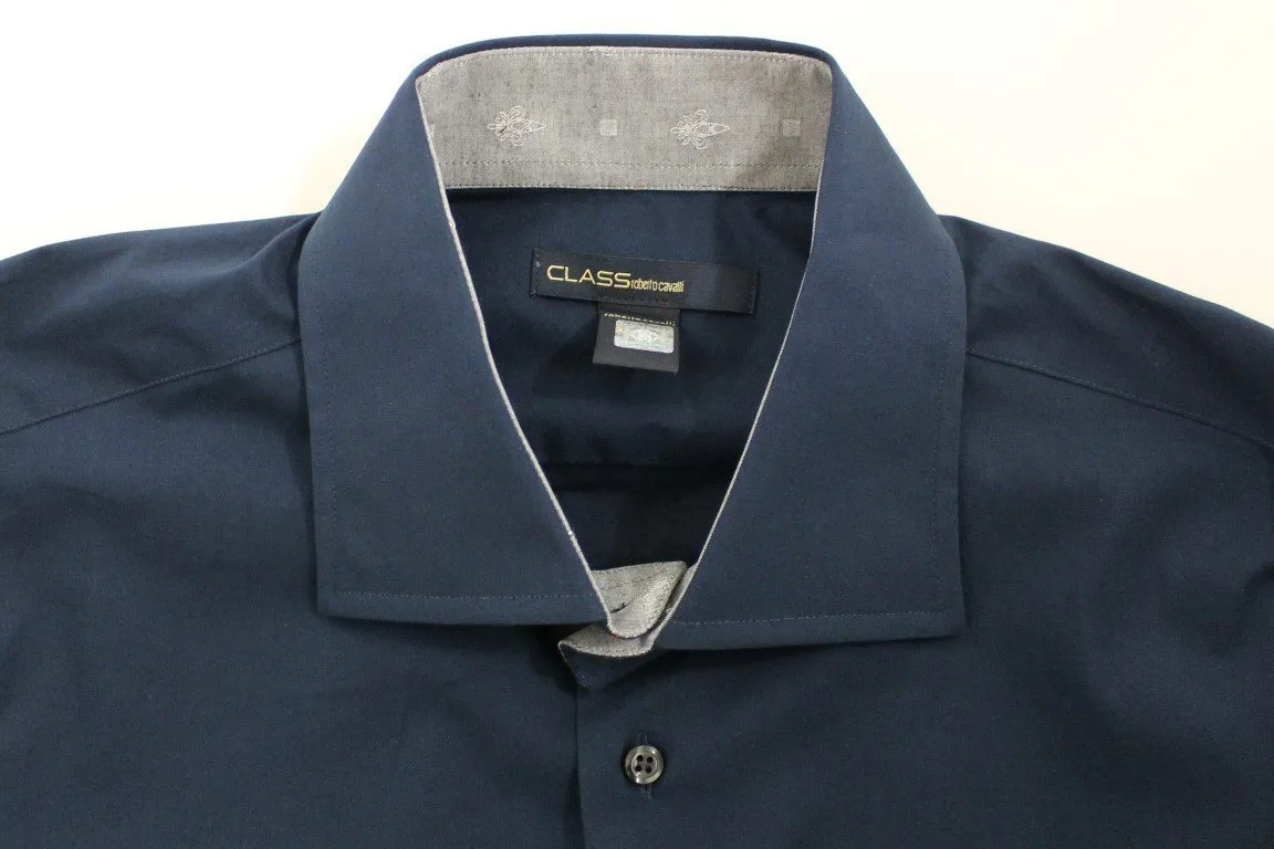Blue stretch cotton shirt