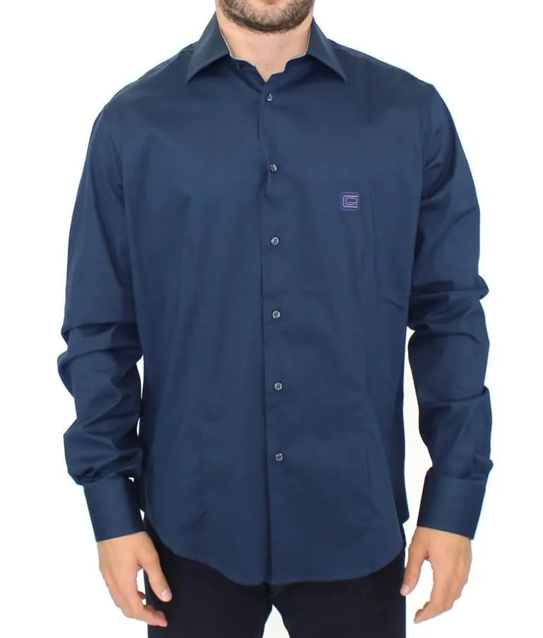 Blue stretch cotton shirt