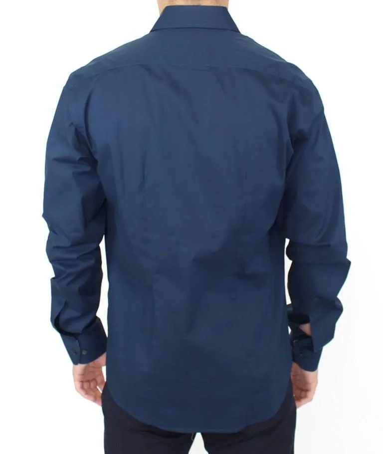 Blue stretch cotton shirt