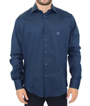 Blue stretch cotton shirt