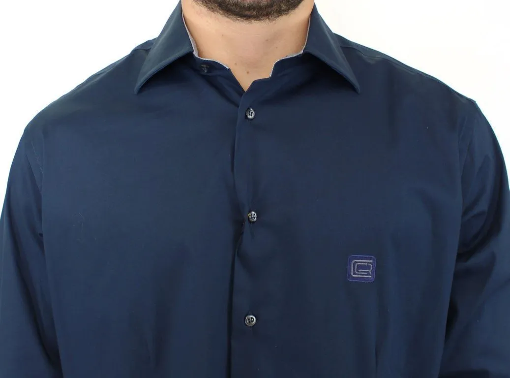 Blue stretch cotton shirt