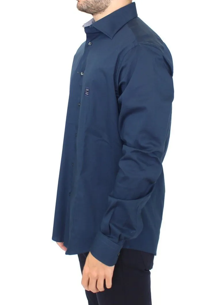 Blue stretch cotton shirt