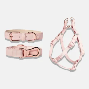Blush Pink Dog Collar, Harness & Lead Set
