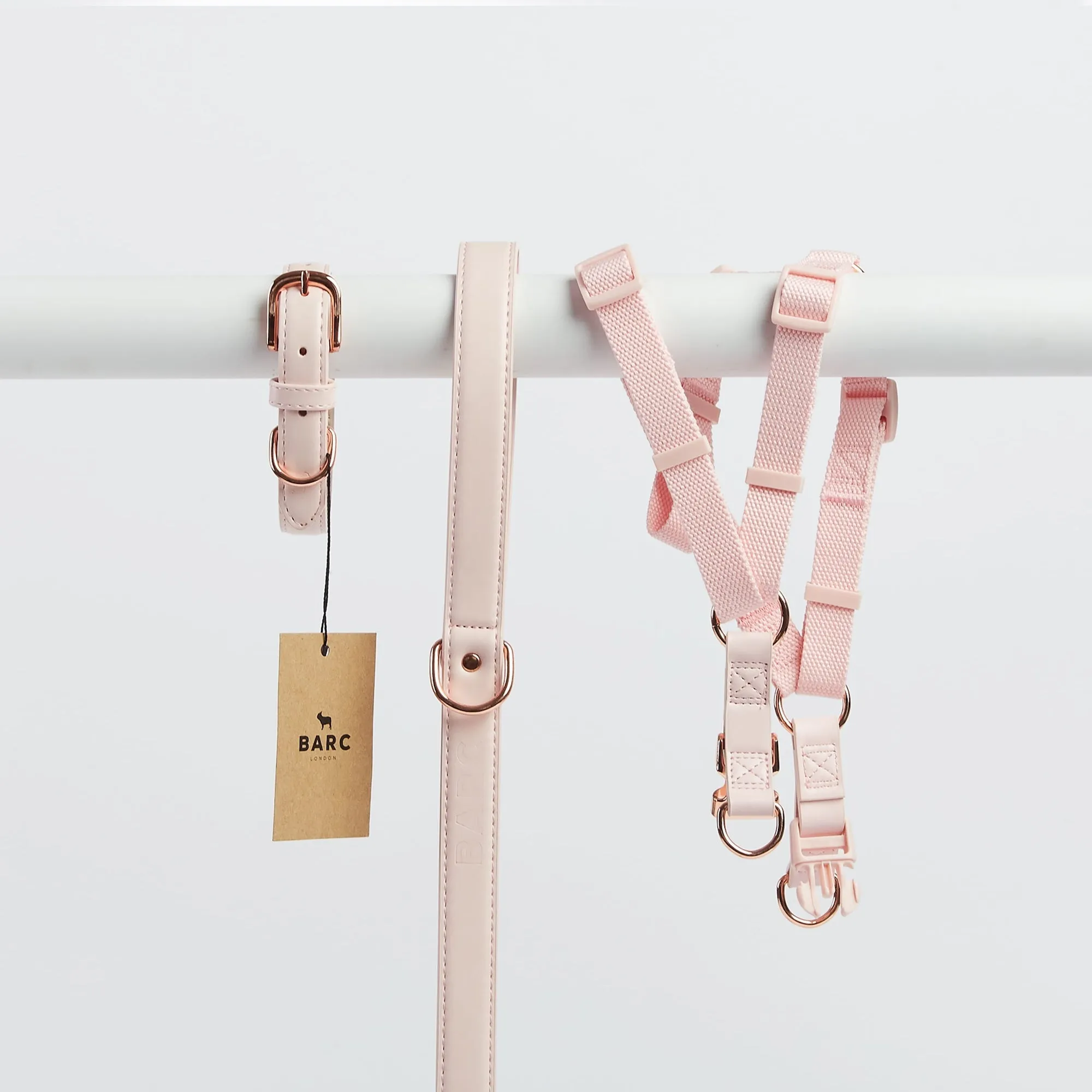 Blush Pink Dog Collar, Harness & Lead Set