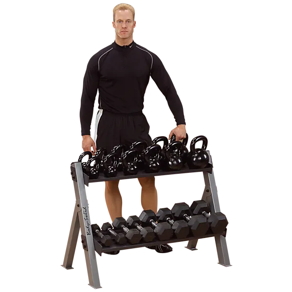 BODY SOLID DUAL DUMBBELL, KETTLEBELL RACK - GDKR100