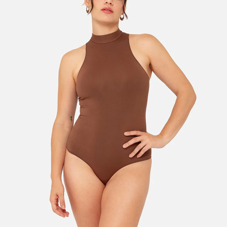 Bodysuit cuello alto sin mangas Stretch