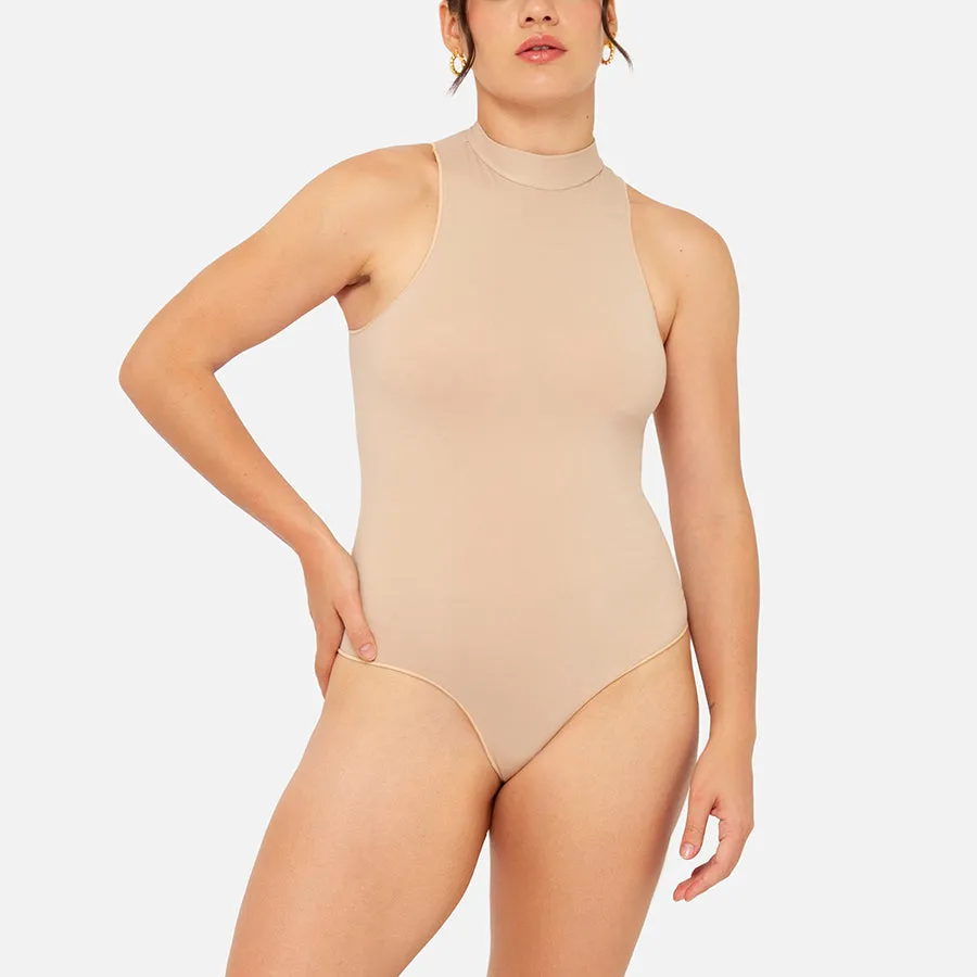 Bodysuit cuello alto sin mangas Stretch
