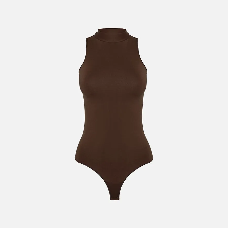 Bodysuit cuello alto sin mangas Stretch