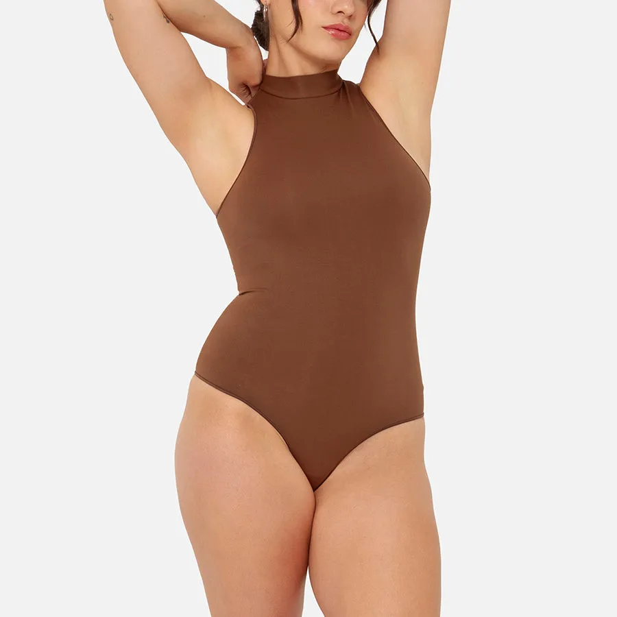 Bodysuit cuello alto sin mangas Stretch