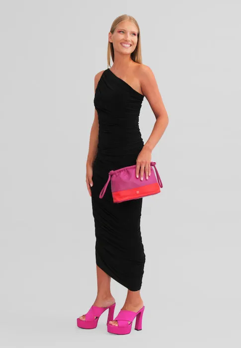 Borsa a Busta da Donna in Pelle con Coulisse Colorful Praga Nero