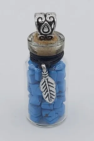 Bottle Pendant Turquoise Feather