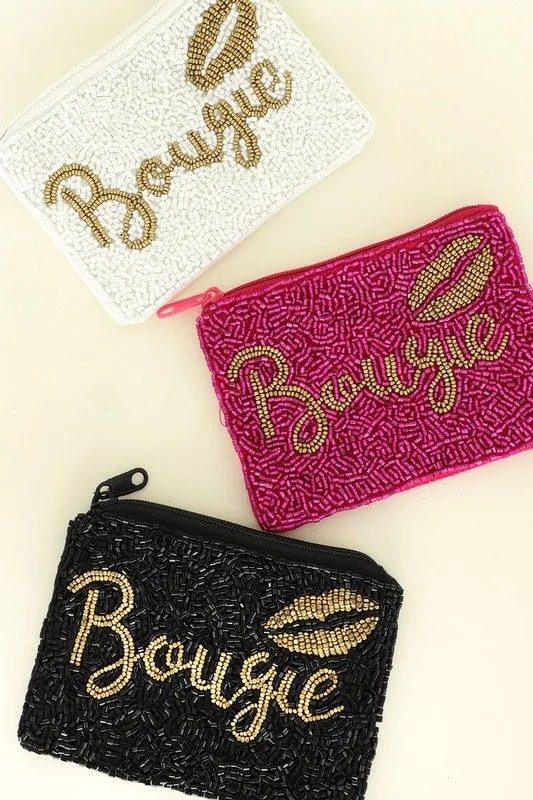 Bougie Seed Bead Coin Wallet (Fuchsia)