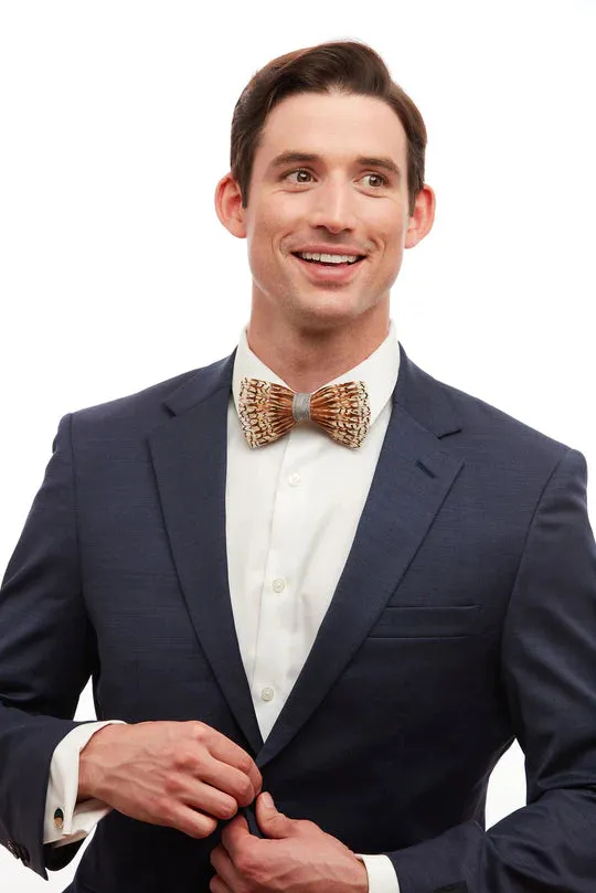 Brackish - Grey Bobwhite Bow Tie - Multicolor Quail Feathers
