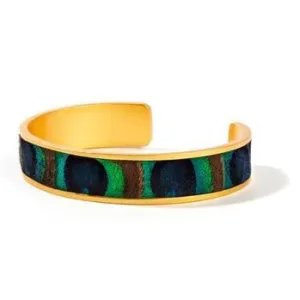Brackish Mary Ann Peacock Feathers Thin Cuff Bracelet