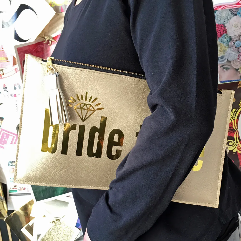 Bride Tribe Gold Clutch Bag