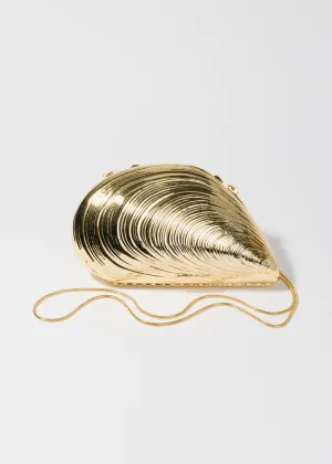 Bridget Metal Shell Clutch (Gold)