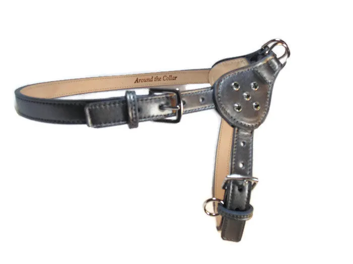 Brie Leather Step In Harness with Crystals on Side Tabs