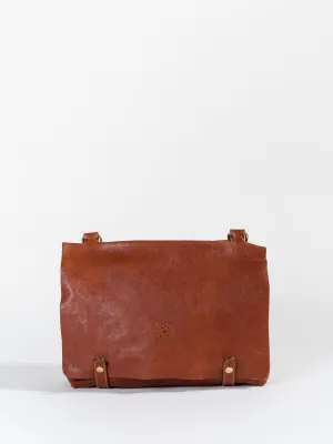 briefcase with shoulder strap - cognac