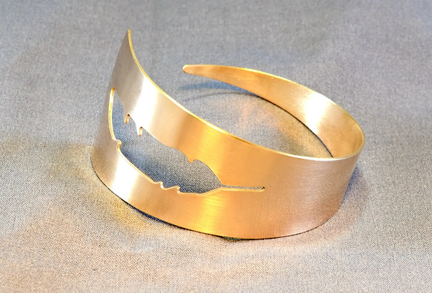 Bronze feather shaped handcrafted cuff bracelet
