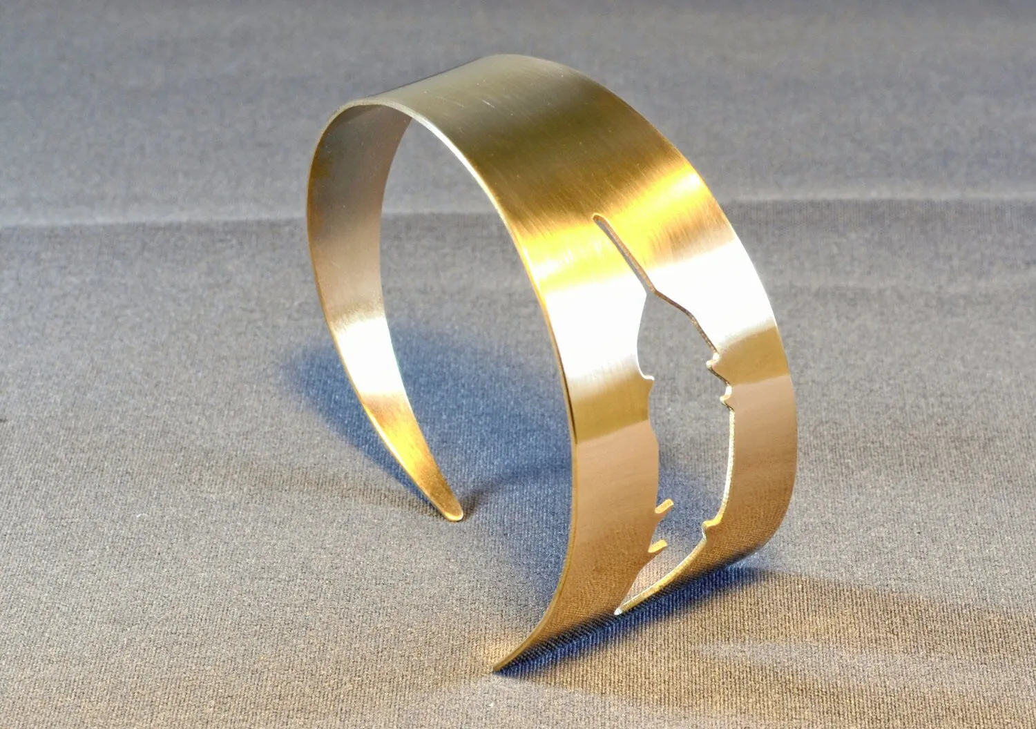 Bronze feather shaped handcrafted cuff bracelet