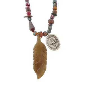 Brown agate feather necklace