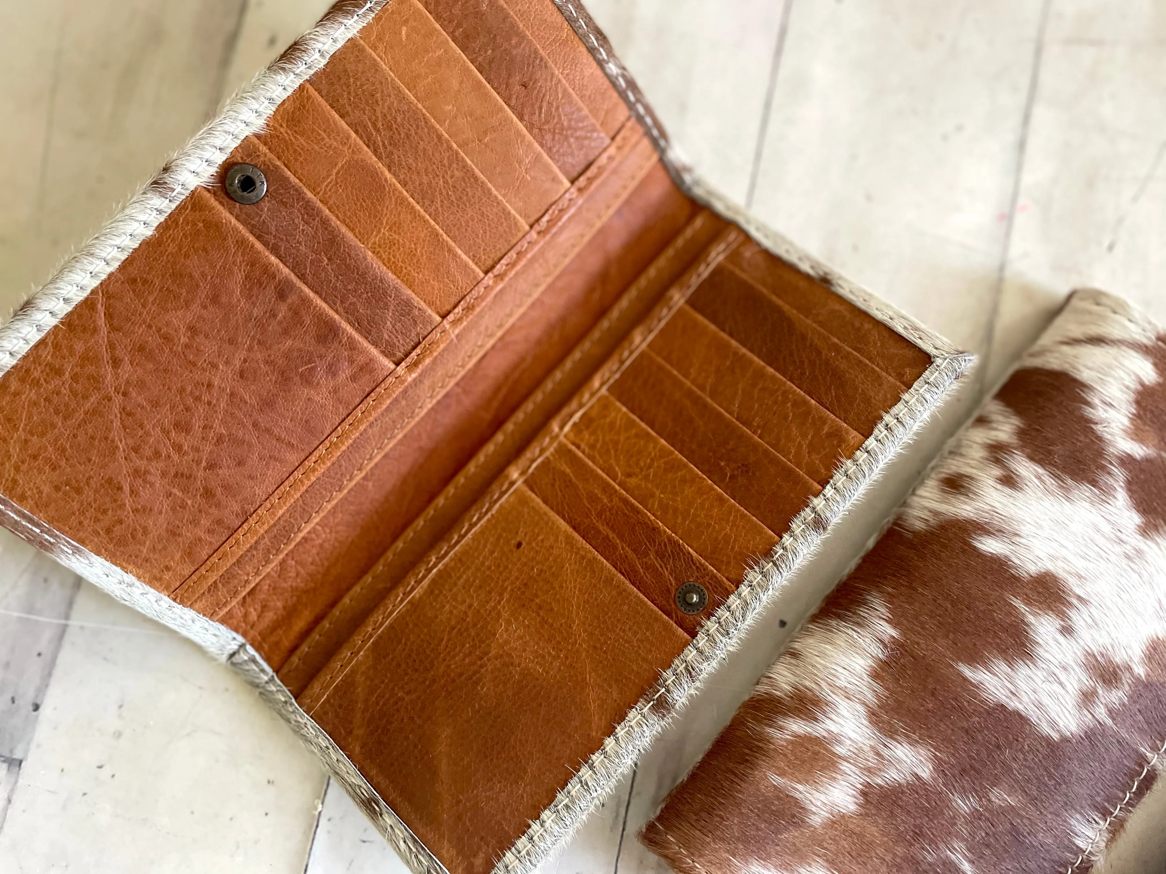 Brown Hide Snap Closure Wallet