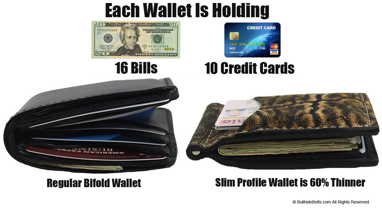 Brown Hippopotamus Bifold Slim Profile Wallet With Money Clip