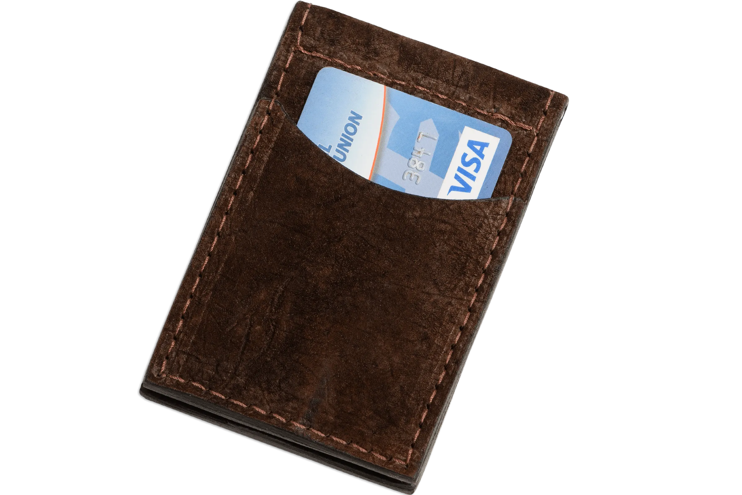 Brown Hippopotamus Bifold Slim Profile Wallet With Money Clip