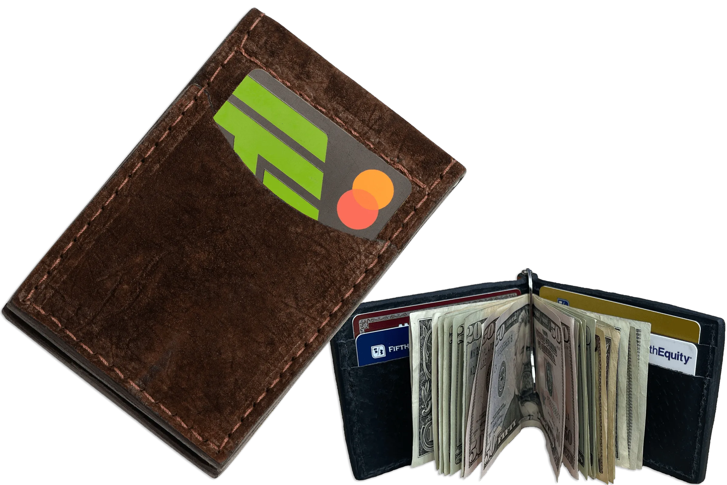 Brown Hippopotamus Bifold Slim Profile Wallet With Money Clip