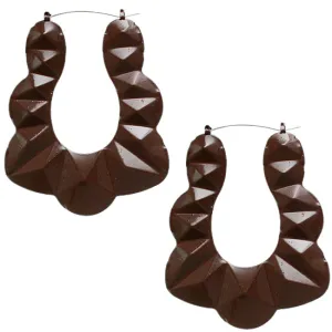 Brown Large Bamboo Doorknocker Earrings