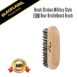 Brush Strokes Military Style Firm Boar Bristle Beard Brush
