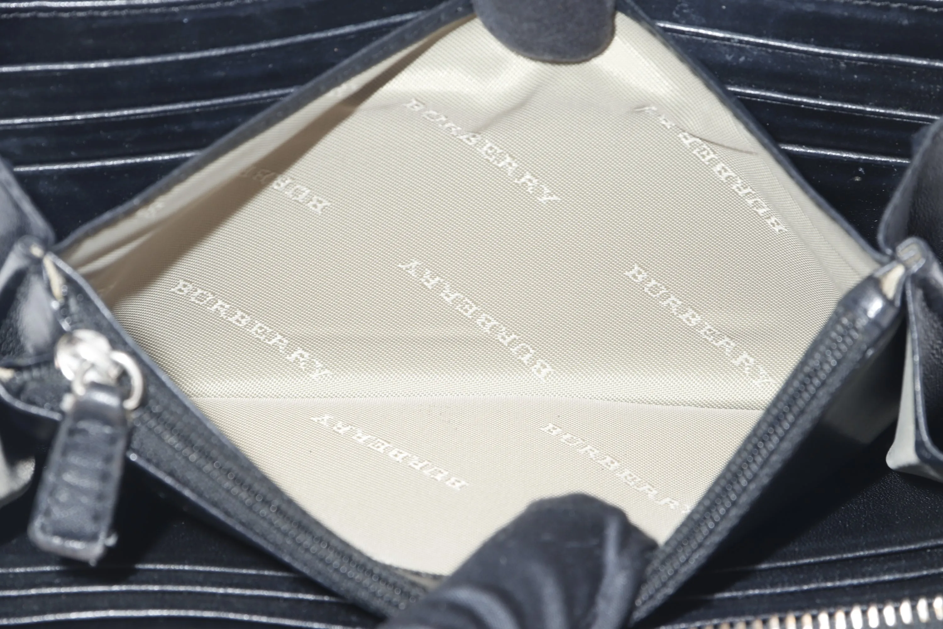 BURBERRY BLACK LEATHER NOVA CHECK ZIP OVER LONG WALLET, NO DUST COVER & BOX