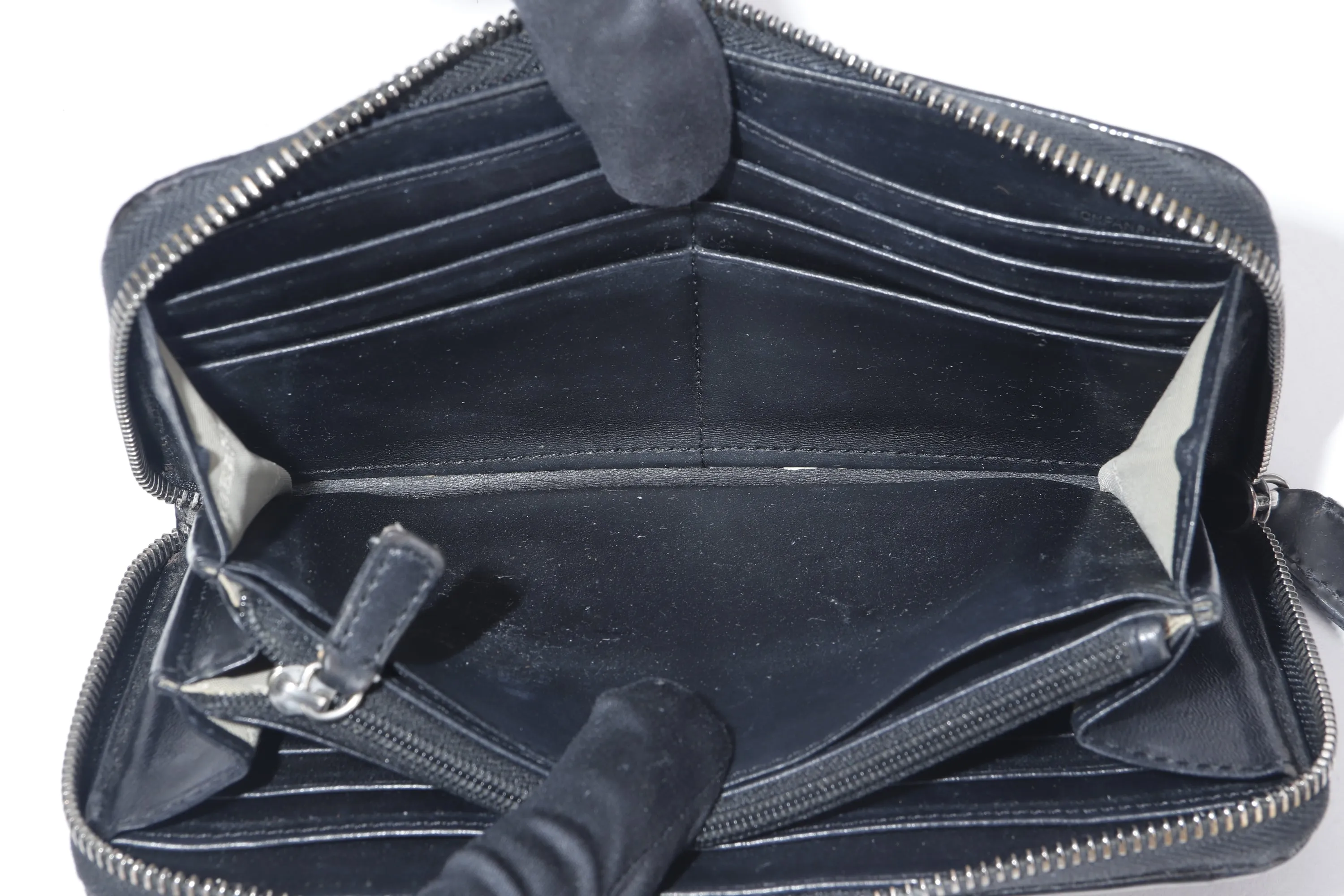 BURBERRY BLACK LEATHER NOVA CHECK ZIP OVER LONG WALLET, NO DUST COVER & BOX