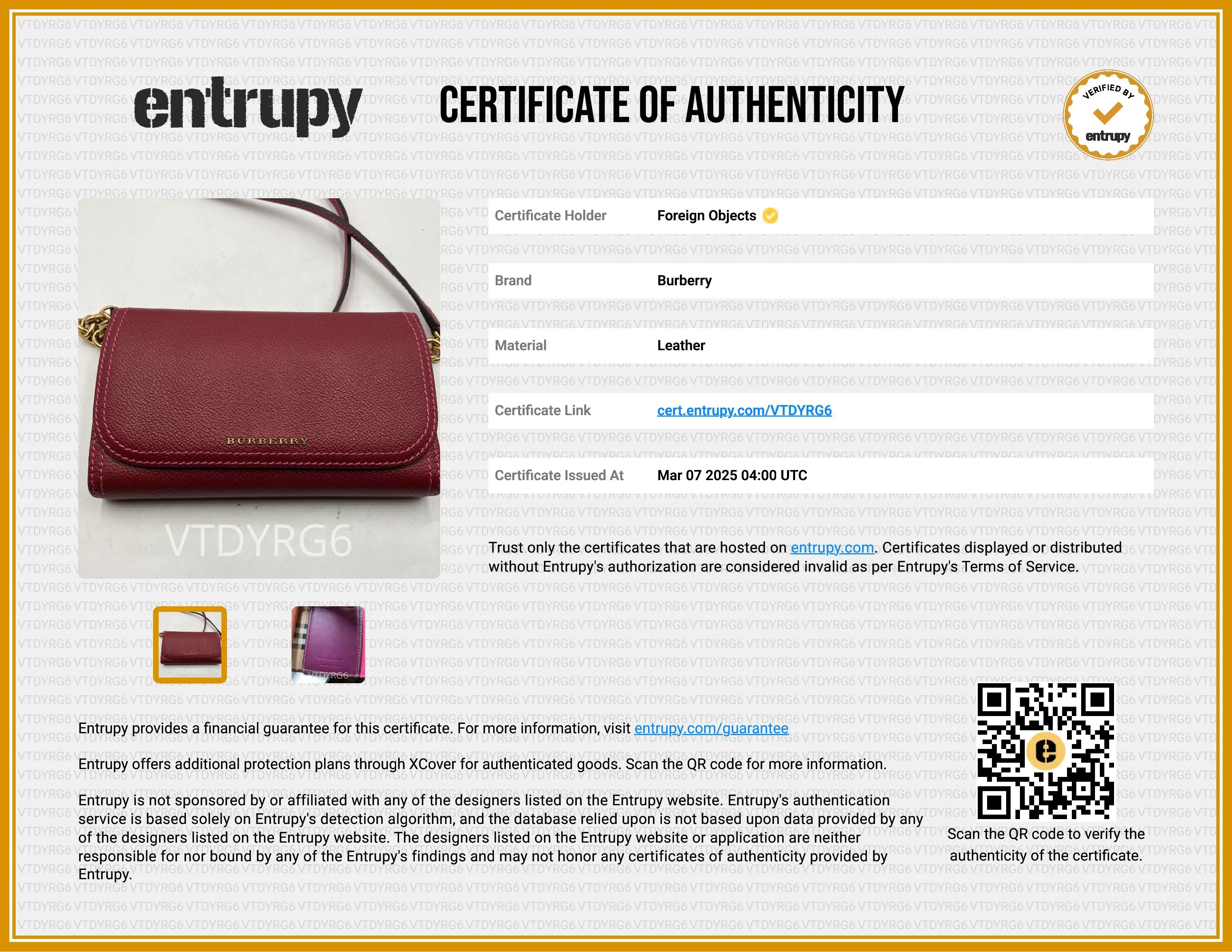 Burberry Calfskin Henley Wallet on Chain