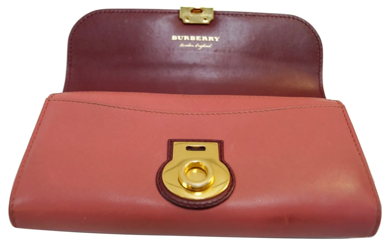 BURBERRY Trench Leather Continental Wallet Blossom Pink