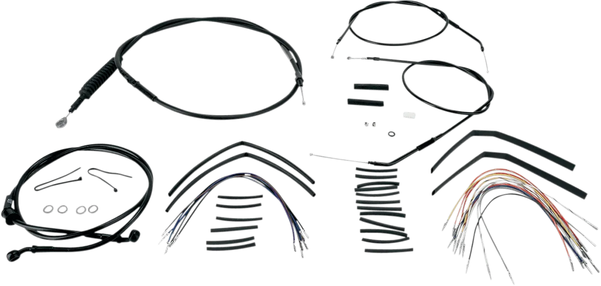 Burly Brand B30-1002 Extended Cable/Brake Line Kit for 14in. Ape Handlebars - Black Vinyl