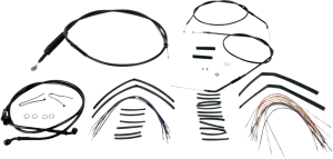 Burly Brand B30-1002 Extended Cable/Brake Line Kit for 14in. Ape Handlebars - Black Vinyl