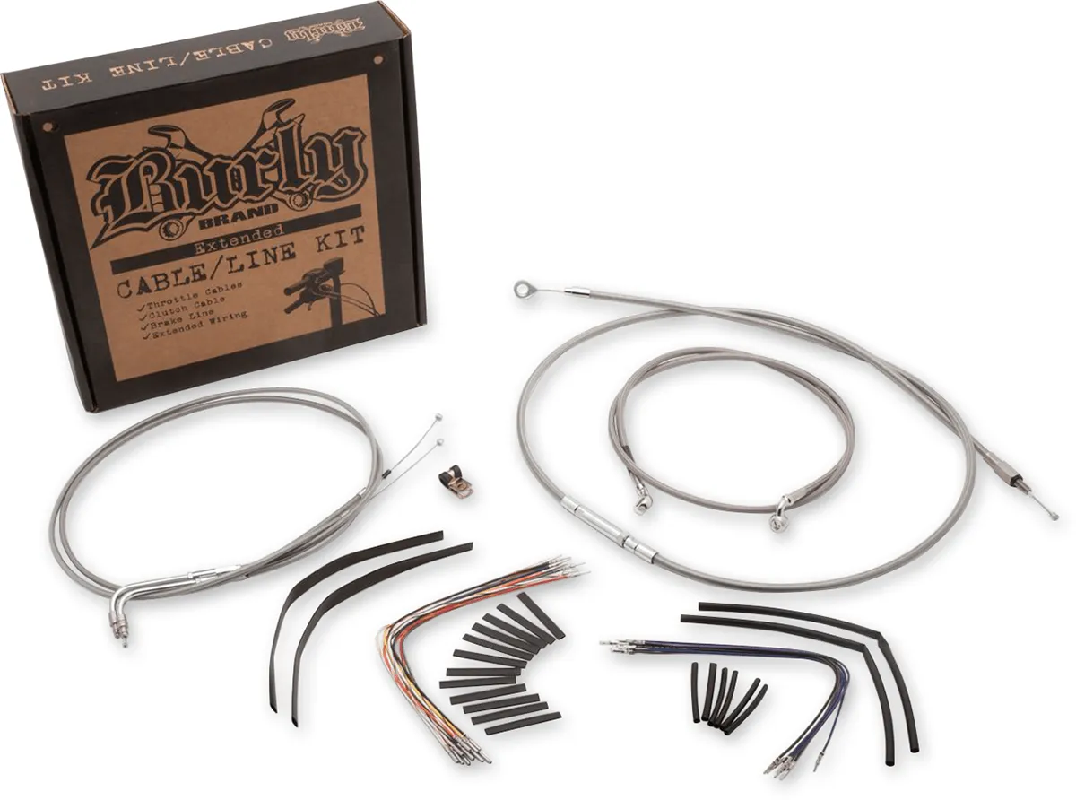 Burly Brand B30-1046 Extended Cable/Brake Line Kit for 14in. Ape Handlebars - Black Vinyl