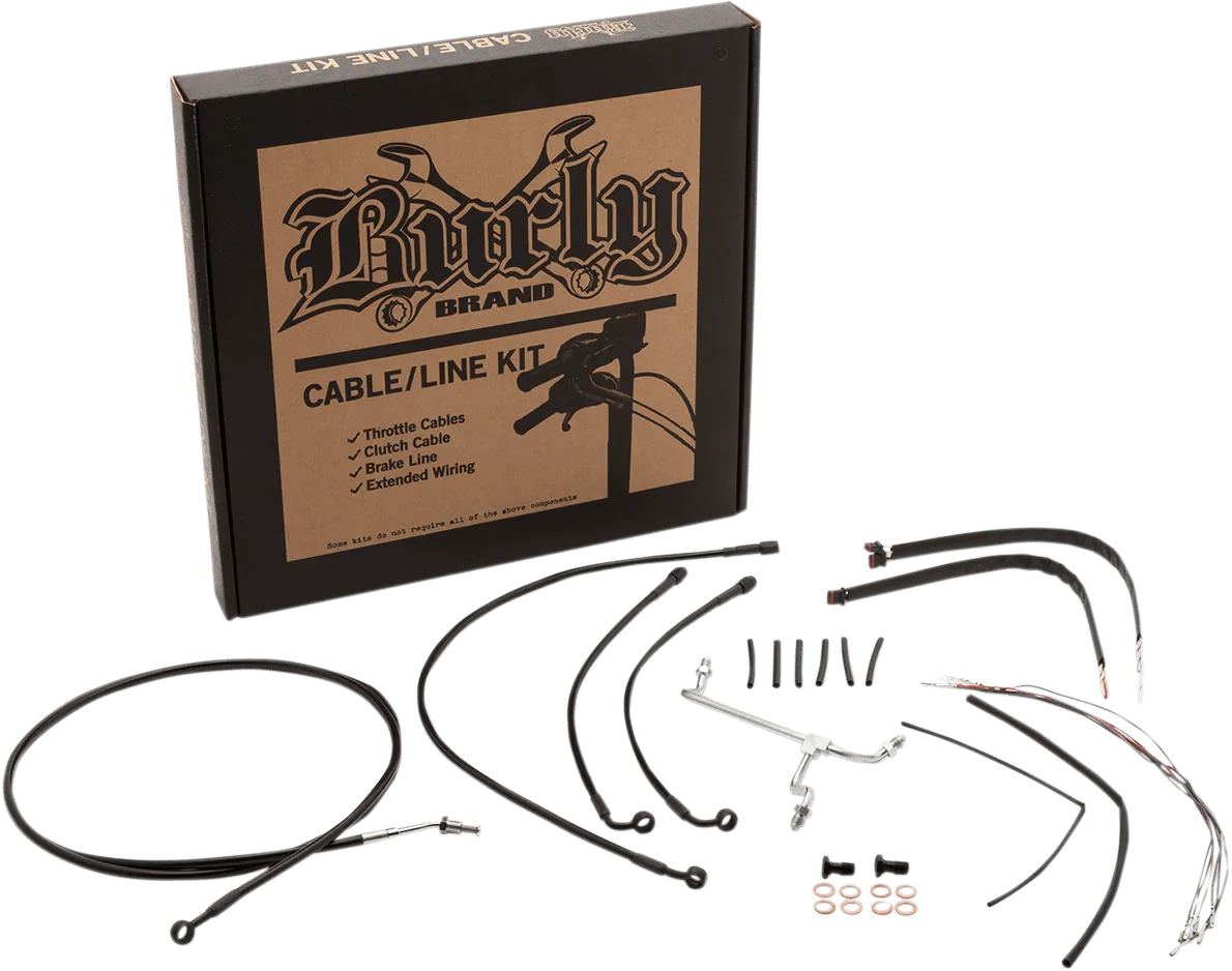 Burly Brand B30-1046 Extended Cable/Brake Line Kit for 14in. Ape Handlebars - Black Vinyl