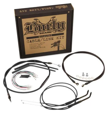 Burly Brand B30-1202 Extended Cable/Brake Line Kit for 12in. Ape Handlebars - Black