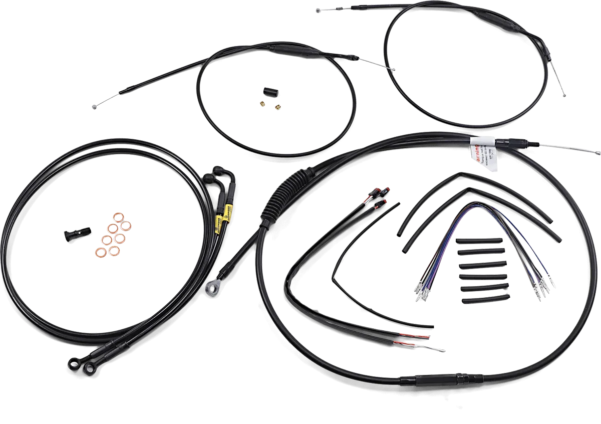 Burly Brand B30-1202 Extended Cable/Brake Line Kit for 12in. Ape Handlebars - Black