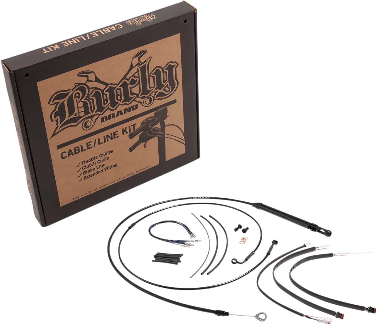 Burly Brand B30-1262 Black Vinyl Handlebar Cable & Brake Line Kit for Jail Bars - 12in.