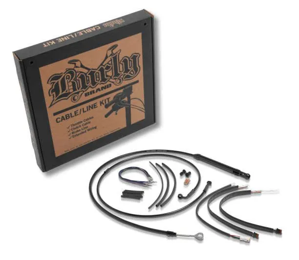 Burly Brand B30-1262 Black Vinyl Handlebar Cable & Brake Line Kit for Jail Bars - 12in.