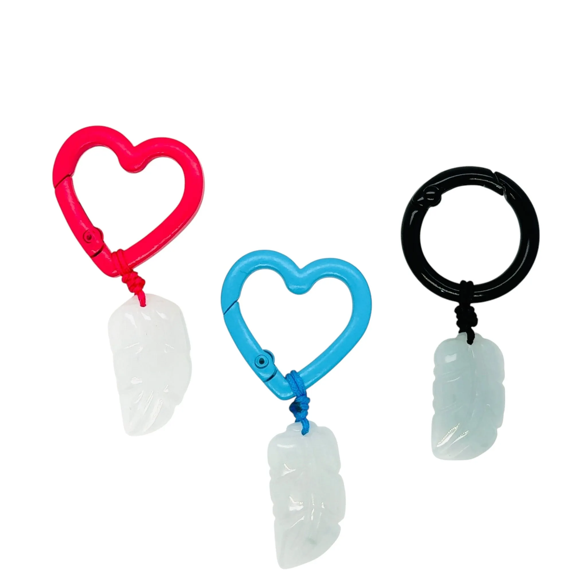Burmese Jadeite Feather/Angel Wings Keyring Charm