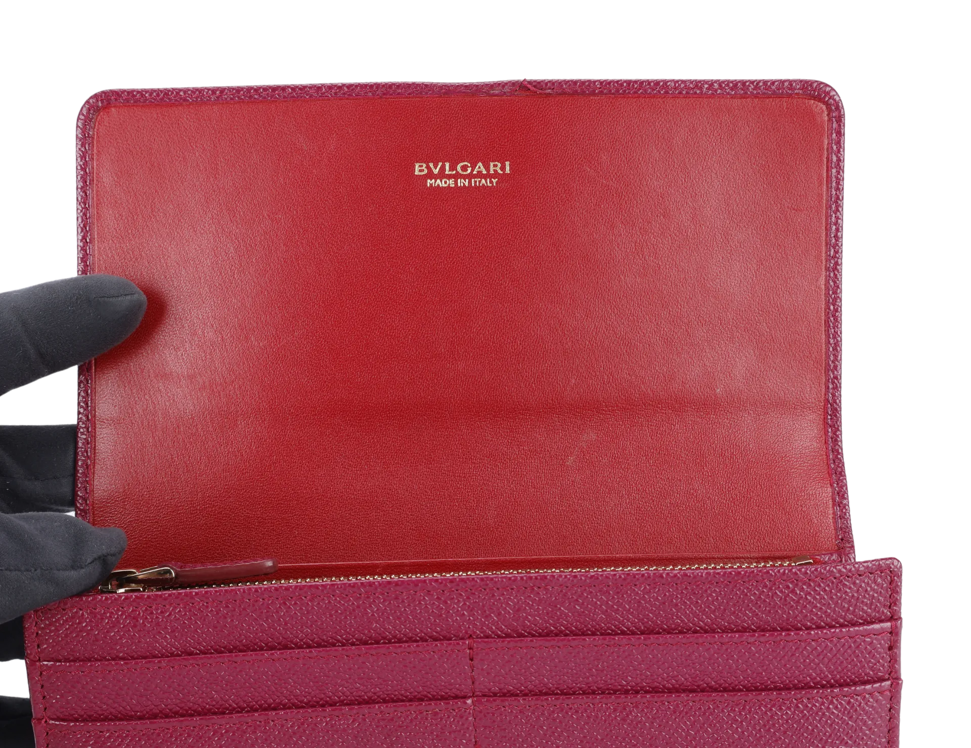 BVLGARI BVLGARI LOGO CLIP LONG WALLET BURGUNDY COLOR WITH BOX