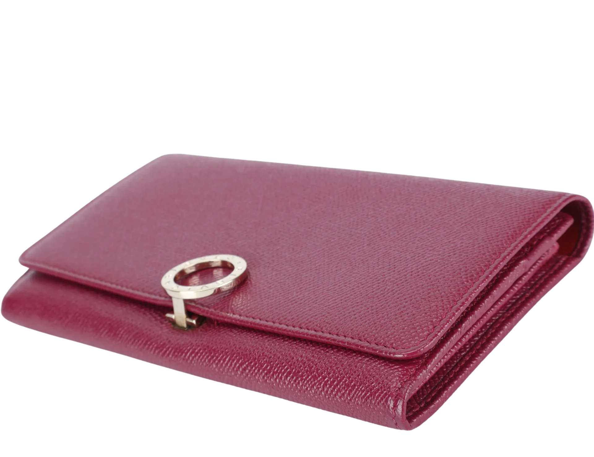 BVLGARI BVLGARI LOGO CLIP LONG WALLET BURGUNDY COLOR WITH BOX