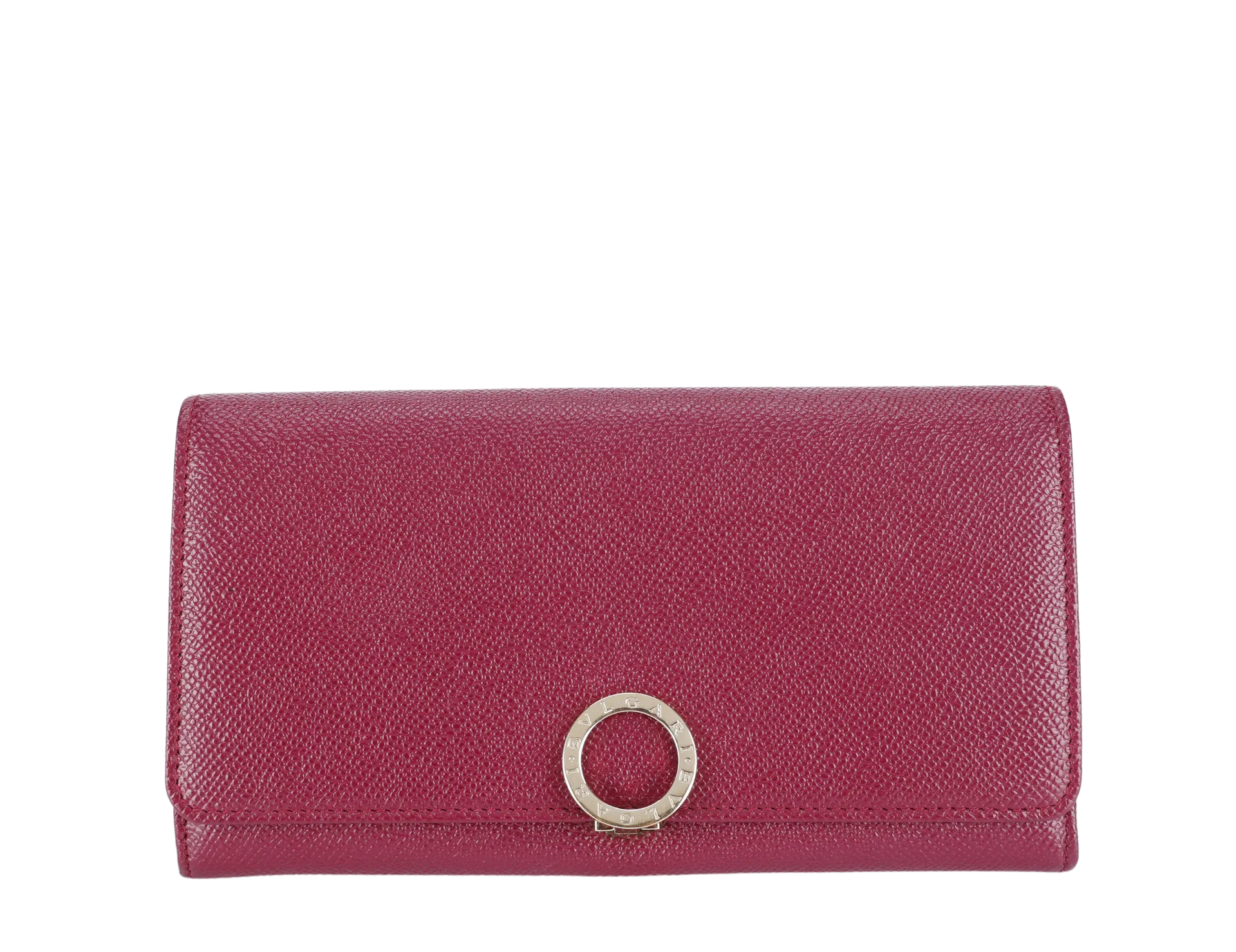 BVLGARI BVLGARI LOGO CLIP LONG WALLET BURGUNDY COLOR WITH BOX