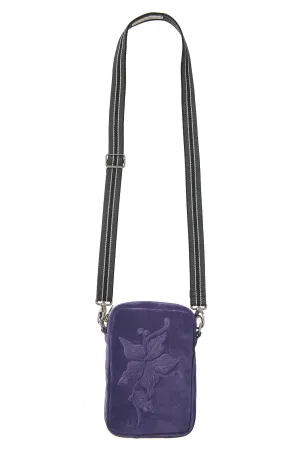 CAMERA BAG -FLOWER SUEDE PLUM