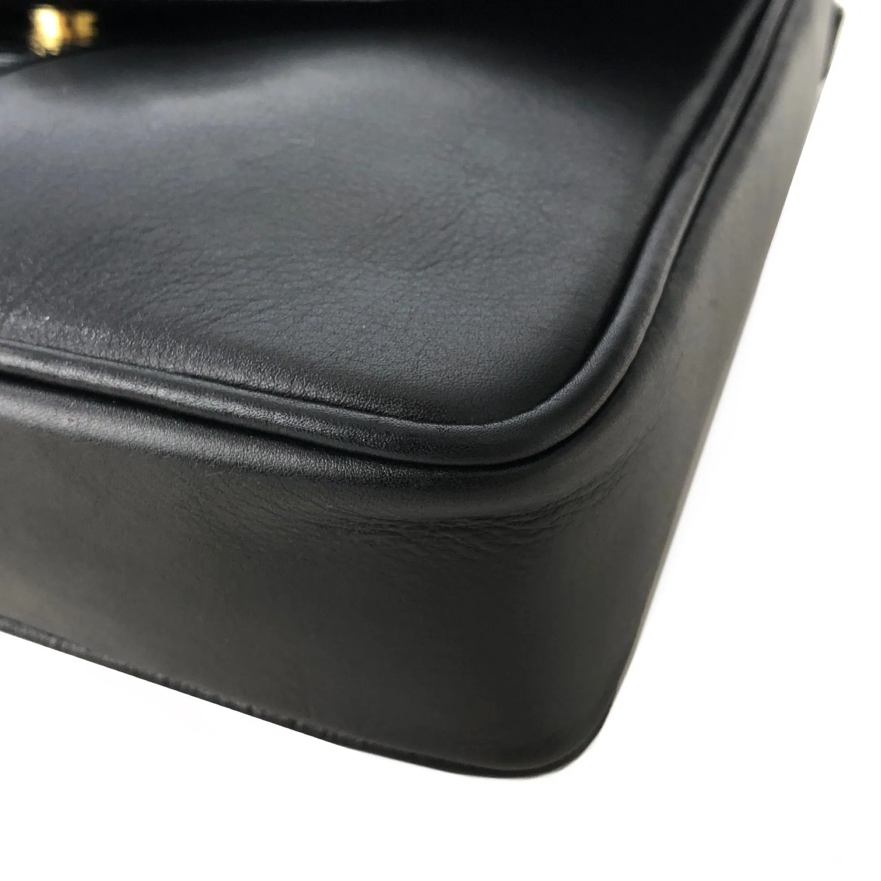 CELINE Gancini Leather Shoulder bag Clutch bag Black Vintage Old Celine 6ehwcp