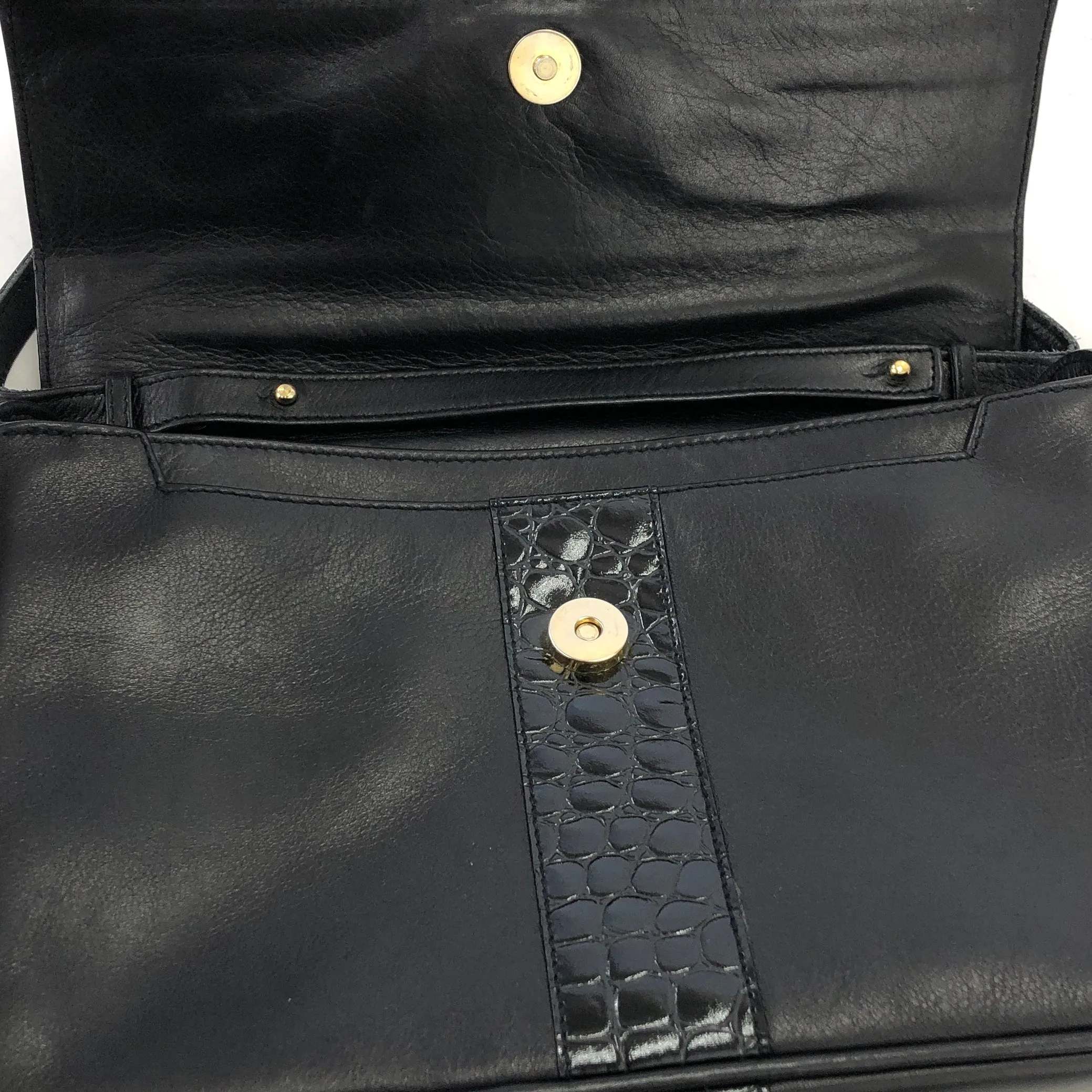 CELINE Gancini Leather Shoulder bag Clutch bag Black Vintage Old Celine 6ehwcp